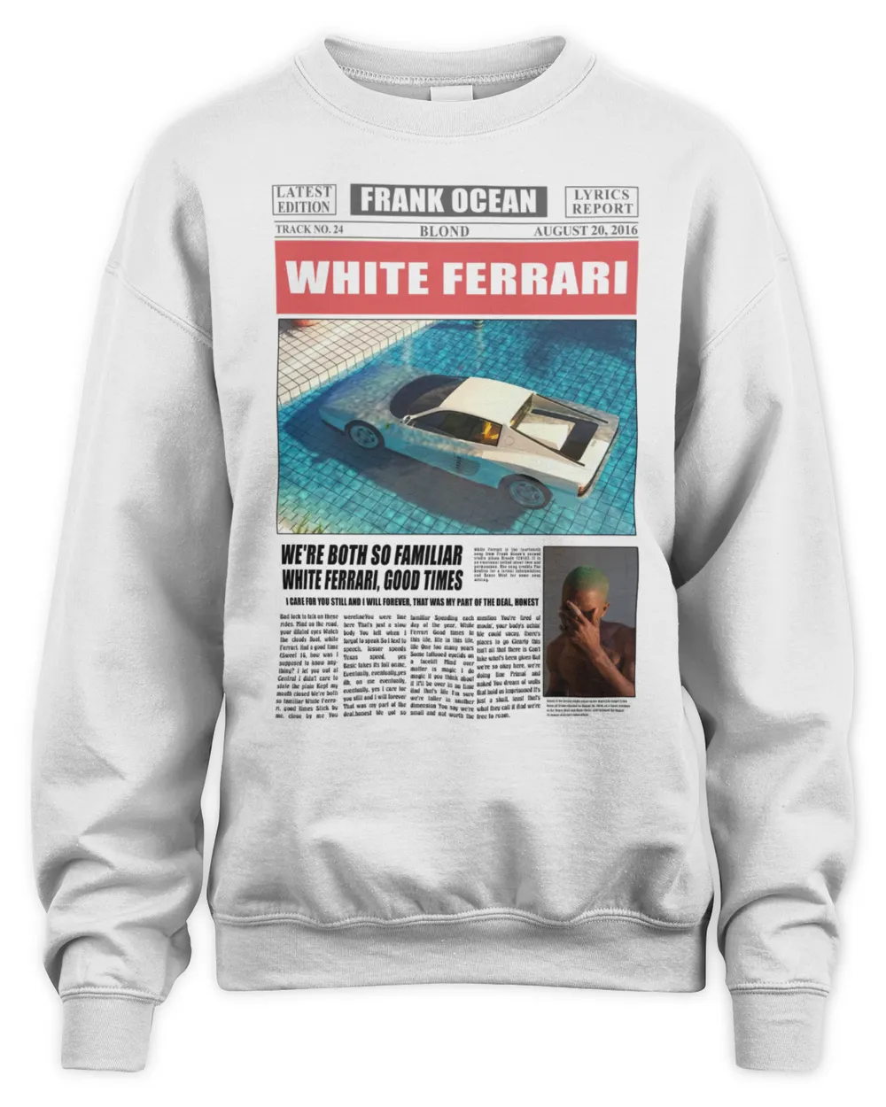 Frank Ocean Crewneck Sweatshirt – Blond Concert Merch, 90s Aesthetic Graphic Unisex Sweatshirt white s