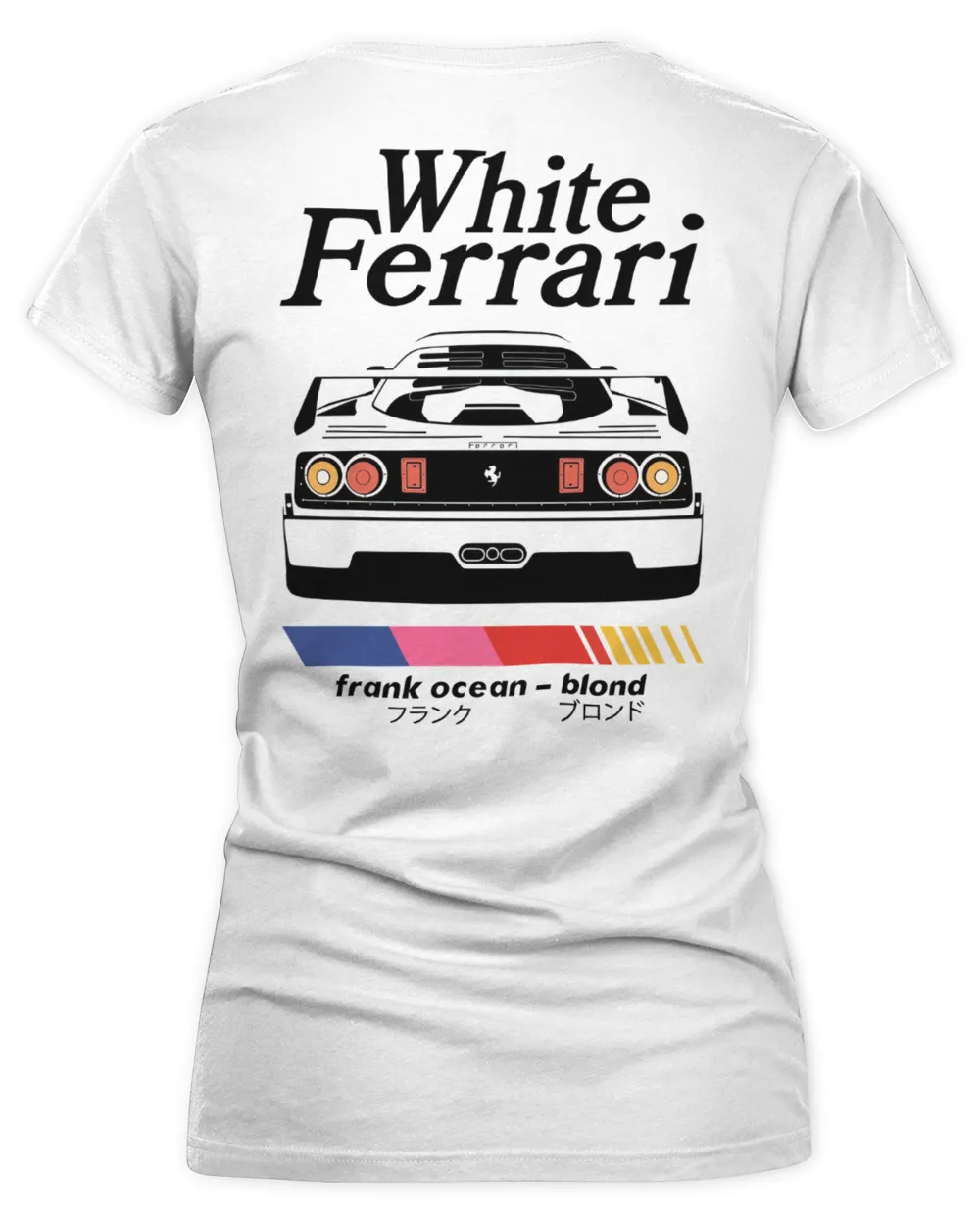 Frank Ocean Blond White Ferrari Tee – Inspired Blonded Album Unisex Shirt Women's V-Neck T-Shirt white s