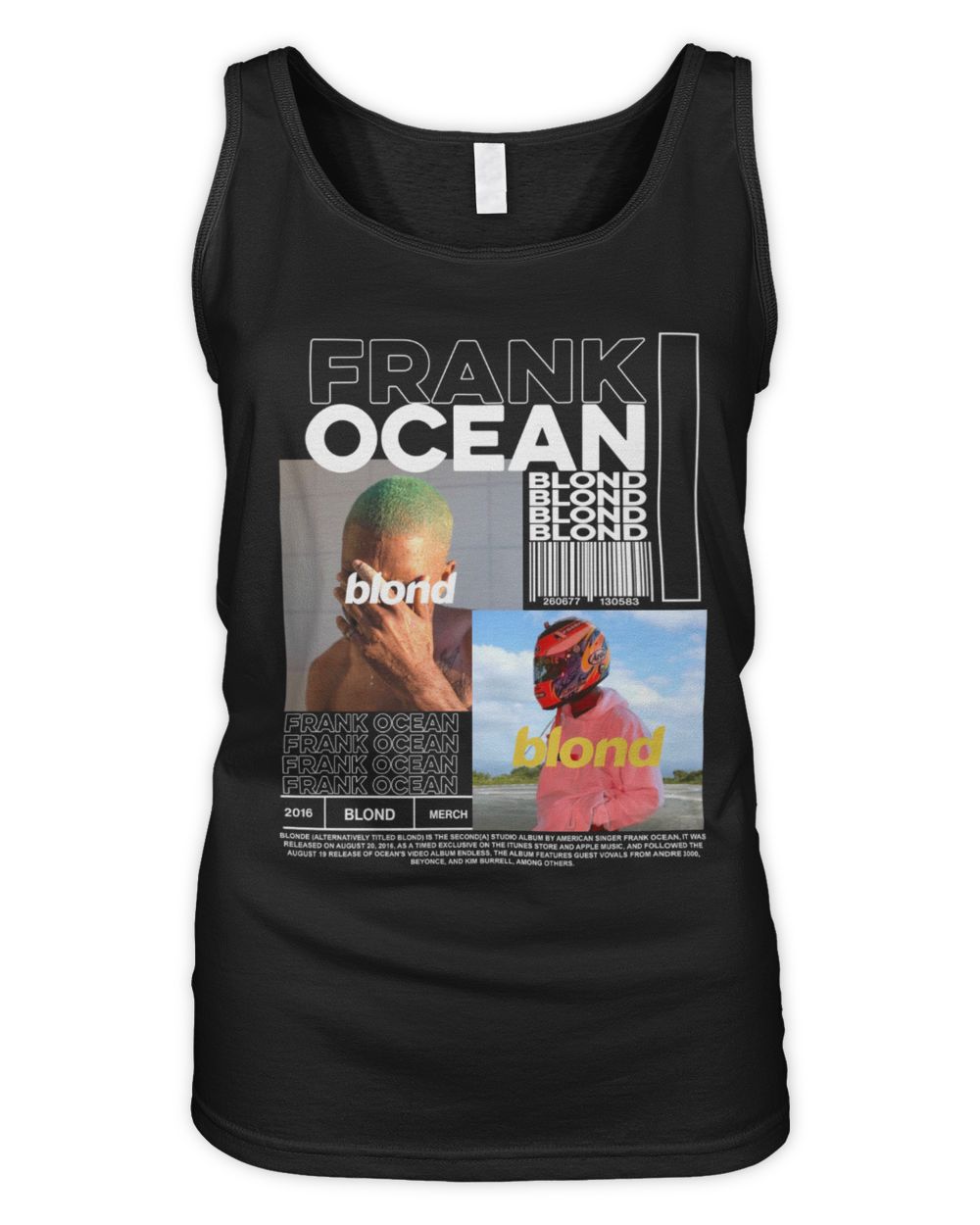 Frank Ocean Vintage 90s T-Shirt – Blond Album Hip-Hop Bootleg Tee Women's Tank Top black s
