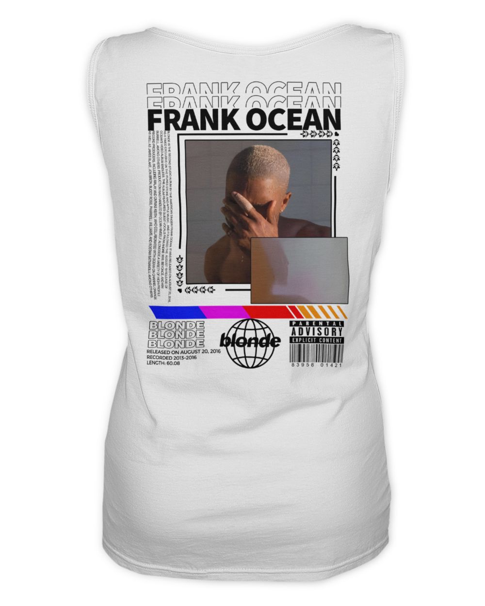 Frank Ocean BLONDE Hoodie – Two-Sided Trendy Blond Album Unisex Sweatshirt Women's Tank Top white s